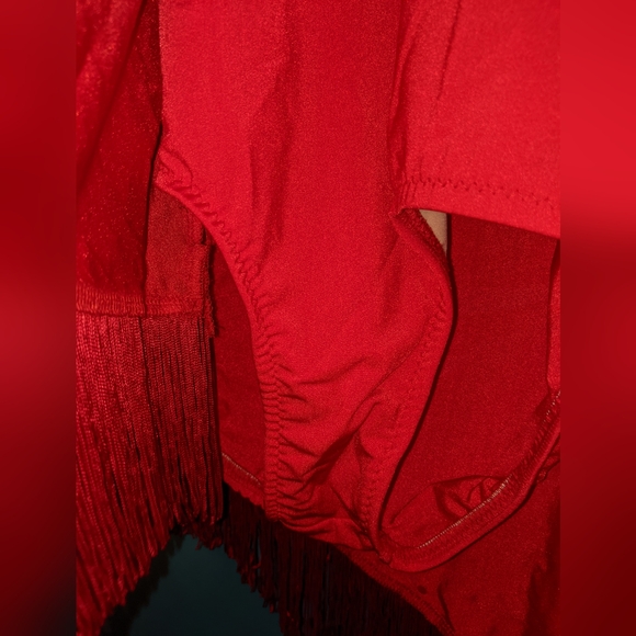 Red fringe dress with built in bottoms - Picture 3 of 6